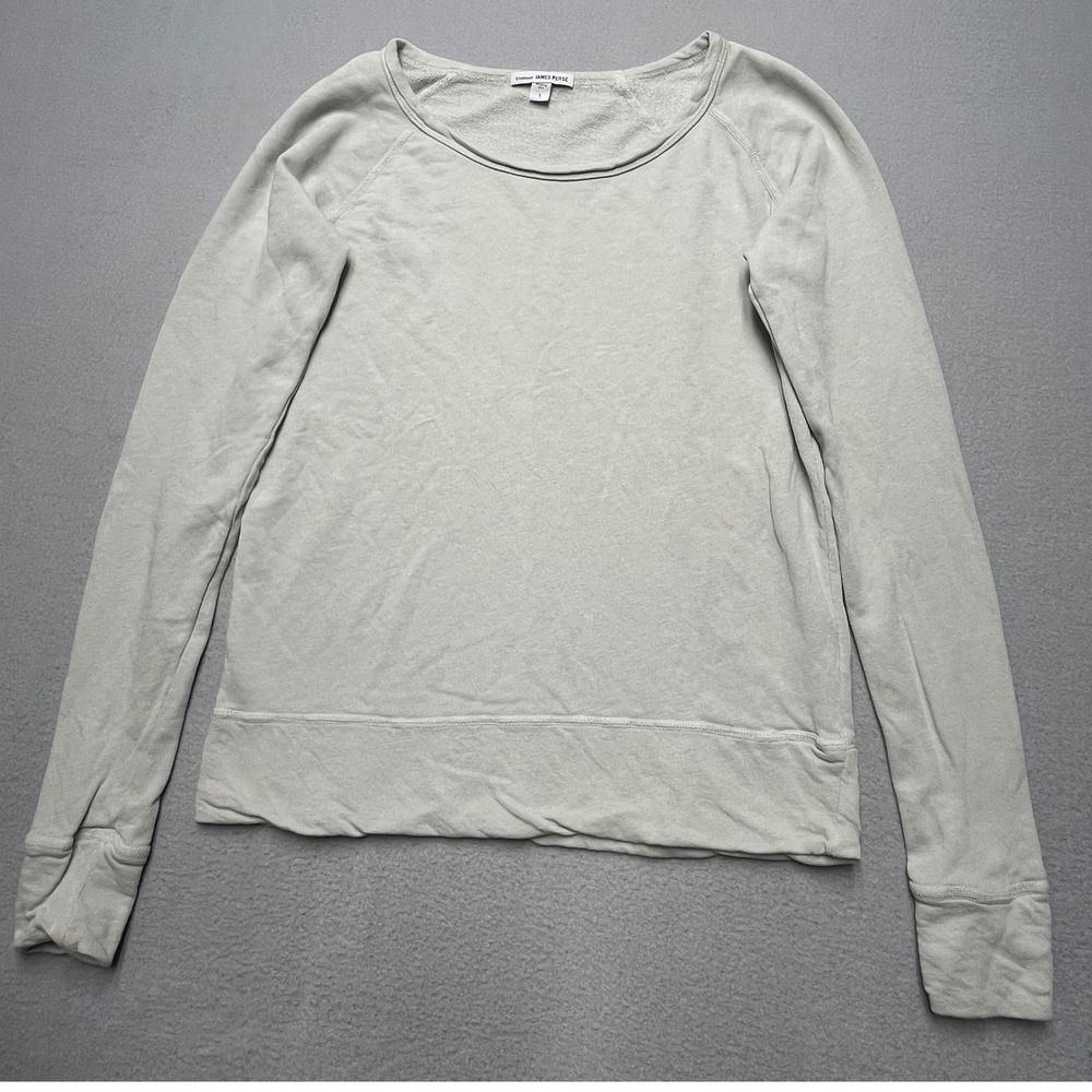 James Perse Standard French Terry Sweatshirt WXA3247 Light Sage Gray Size 1 S